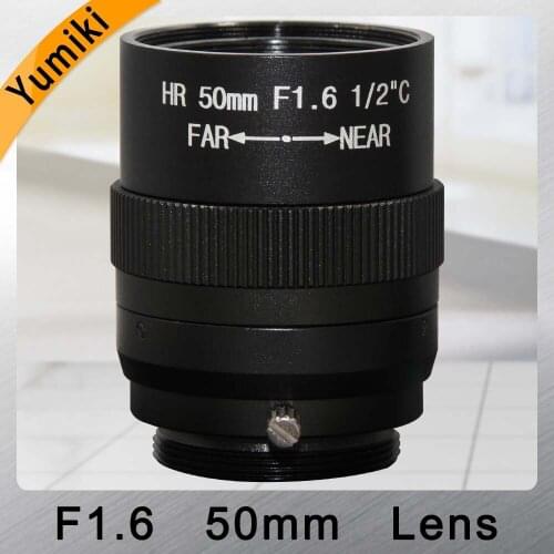Yumiki 1.5MP 50mm lens Manual Iris Fixed focal length Lens 1/2" F1.6 C Mount HD Lens for Machine Vision cameras