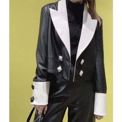 Spring coat Women genuine leather jacket 2021 new fashion turn-down collar clothes short style sheepskin jackets ladies