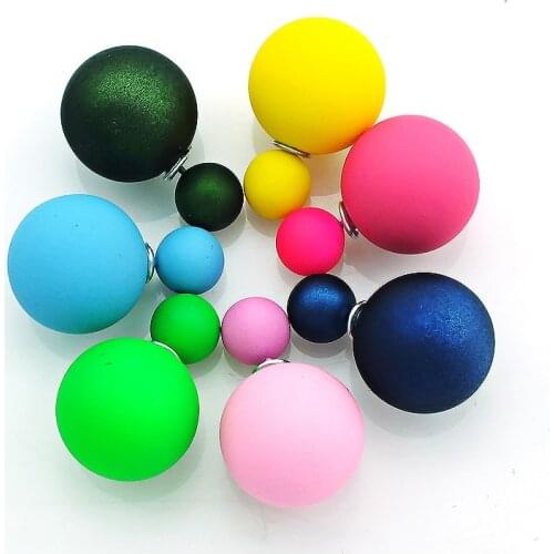 JINGLANG Fashion Charms Stud Earrings 7 Color Double Pearl Ball Earrings For Women Jewelry Valentines Day Gift