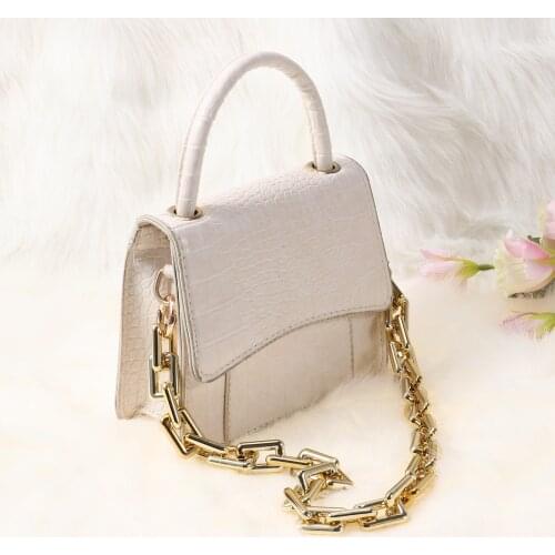 Women Bags Decoration Handle Detachable Single Shoulder Handbag Chain Buckle Shape Ring Bead Purse Strap DIY Shoulder Bag Chain