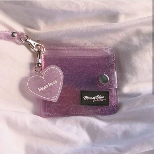 1PC Transparent Coin Purse Women Wallet Laser PVC Card Clear Short Purse Money Wallet Card Holder Mini Zipper Wallets ID Holders