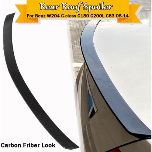 1PCS Carbon Fiber Look Gloss Blbck ABS Rear Wing Spoiler For Benz W204 C-class C180 C200L C63 2008 2009 2010 2011 2012 2013 2014