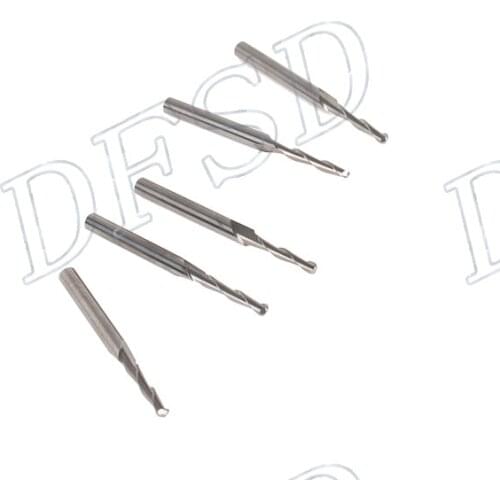 10Pcs Solid Carbide 1/13" Double Flutes Ball Nose End Mills CNC bits Engrave Tool