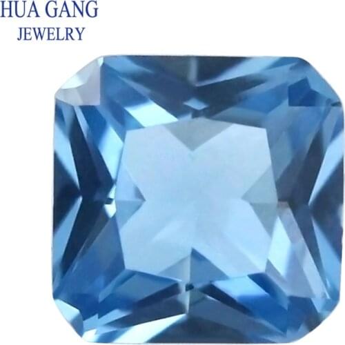 120# Blue Square Octangle Shape Princess Cut Synthetic Spinel Stone For Jewelry Size 3x3mm~8x8mm