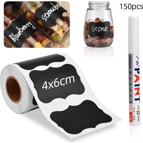 150pcs Spices Stickers Kitchen Labels Jars Pantry Labels Storage Organizers Waterproof Chalkboard Spice Jar Label Wall Sticker