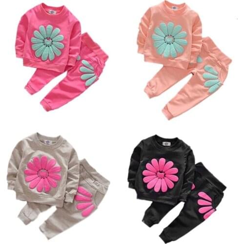 2 Pcs Baby Girl Underwear Sets Tops Pants Children Cotton Pajamas Sunflower 2020 Spring Autumn New Toddler Clothes Floral