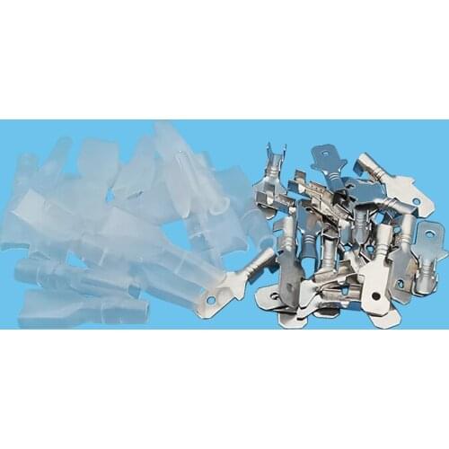 20pairs 4.8mm Male Crimp Spade Terminal With Transparent Insulating Sleeve Electrical Cable Wire Wrap Connectors Adapter