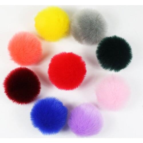 30pcs/lot Faux Fox Fur Ball 8cm Pompom Keychain Car pompon Rabbit Fur Ball Keychain Fur DIY Bag Charms With fluffy bunny Ponpon