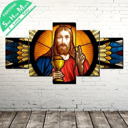 5 Piece Jesus Church Window Canvas Painting Wall art Picture Art Poster Decoration Picture Modern Print Wall Picture
