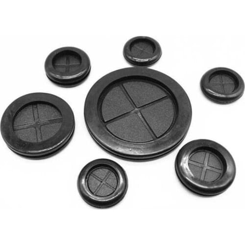 6-20pcs Black Rubber Coil Electric box inlet outlet Seal wire ring Dust plug cover cable protector Organize Mechanical Hardware