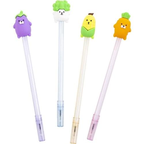 8 PCs Transparent Rod Gel Pens Creative Vegetable Baby Cartoon Student Gel Pen Black Learning Office Study Stationery Wholesale