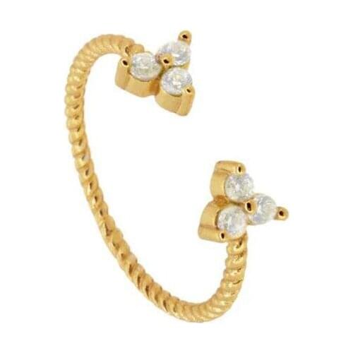 925 Sterling Silver cz zircon flowers rings For Women girl personality ins Temperament female Resizable Opening Rings jewelry