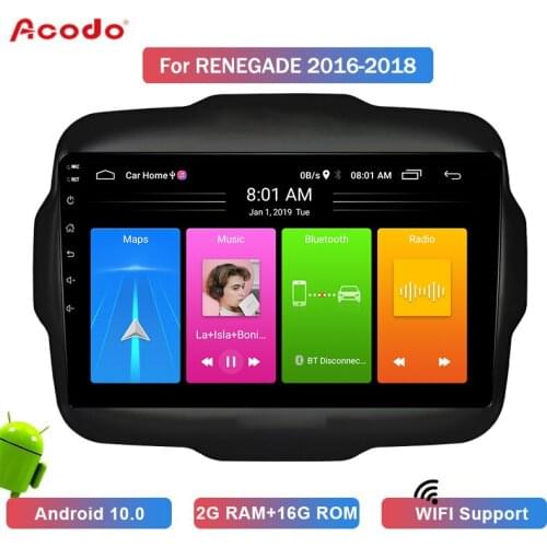 ACODO 2G RAM 16G ROM Android 10.0 Car Radio Multimedia Player For JEEP RENEGADE 2016-2018 Navigation GPS 2 Din