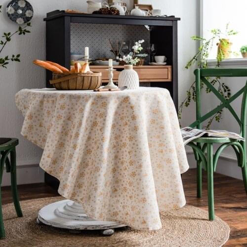 Christmas White Bronze Tablecloth Wind Chimes Japanese Printing Cotton Linen Holiday Table Cloth Cover Cloth