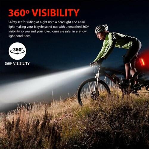 2-Color USB Rechargeable Bicycle Front Rear Lights Set Light 360 Degree Lighting Ip65 Waterproof Bicycle Front And Tail Light