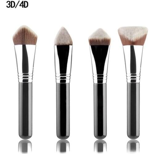 Hot Sale 3D/4D Black Wooden Handle Foundation Makeup Brush Face Blend Professional Makeup Cosmetic Brusher Tool