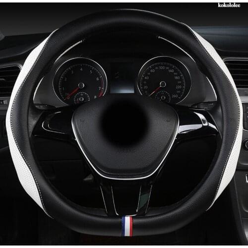 Kokololee Leather Car Steering Wheel Cover For Renaults Duster Megane 2 3 koleos Logan sandero Scenic 2