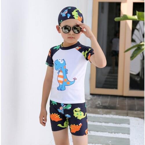 Toddler Baby Boys Swimwear Dinosaur Two-piece Swimwear Swimsuit Beach Bathing Suit Kostium Kapielowy Maillot De Bain Enfant