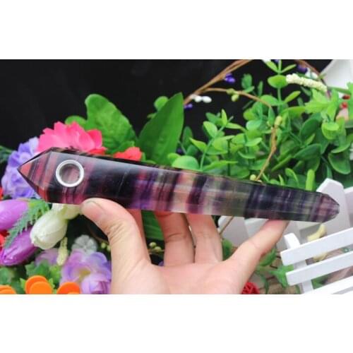Rams of natural quartz crystal long purple stone smoking pipe to heal