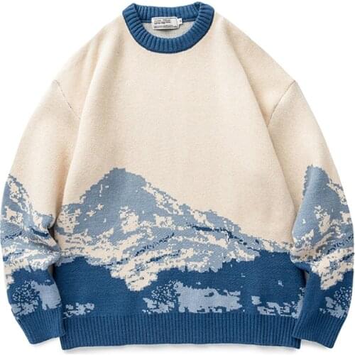 Youth Men Harajuku Moutain Winter Sweaters 2020 Pullover Mens Oversized Korean Fashions Sweater Women Vintage Clothes