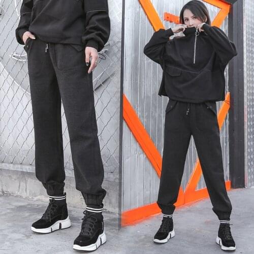 Large size autumn and winter new fashion loose slenderer slacks thick women