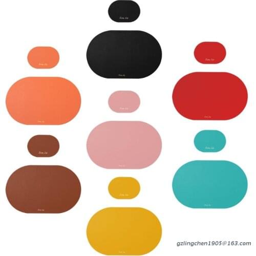 P8DE Oval Outdoor Picnic Placemat Mug Coasters Non-Slip Insulated Bowl Mat Tea Coffee Bar Cup Table Pad Drink Coasters Desk