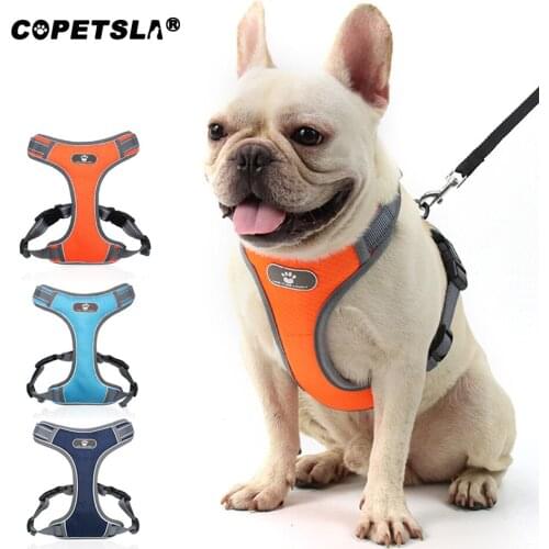 Copetsla New Dog Harness Vest Nylon Reflective Soft Pet Harness Dog For Small Big Dogs Running Training Belt French Bulldog