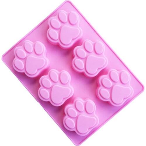 1PC New 6 Cavity Cat Paw Print Silicone Fondant Cake Mould Candy Chocolate Soap Handmade Baking Mold Cake Decorating Tools