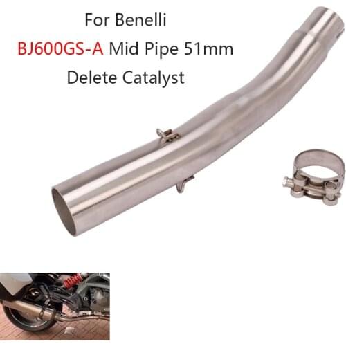 Middle Pipe for Benelli BJ600GS-A Motorcycle Mid Link Tube Delete Catalyst Slip On 51mm Muffler Escape Stainless Steel