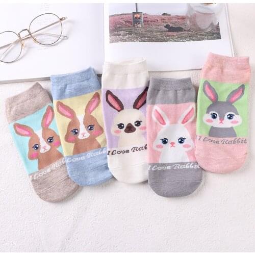 Japanese Cotton Socks Female Cute Rabbit Cartoon Boat Socks Korean Style College Style All-match Trendy Female Socks