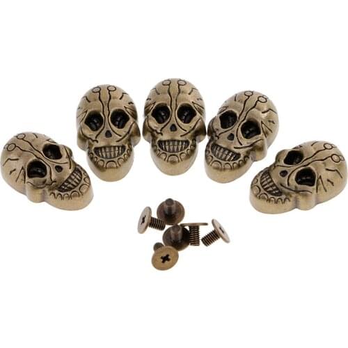 5 Sets Skull Head Studs Spikes Metal Screw-Back Leather-craft Punk DIY Rivets