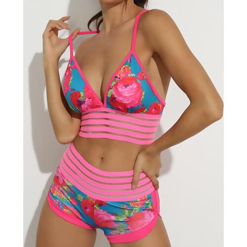 COZOK Woman Yoga Set Floral Print Gym Set Top Bra High Waist Yoga Shorts 2 piece Yoga Outfit Fitness Set Gym Clothing Sportwear