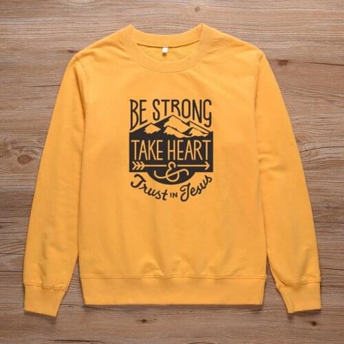 ONSEME Be Strong Take Heart and Trust In Jesus Unisex Slogan Sweatshirts Streetwear Tracksuit Tops Women Christian Hoodies