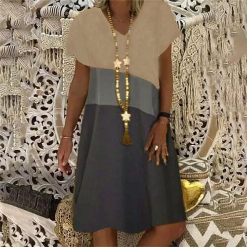 Vintage V-Neck Striped Party Dress Women Spring Summer Short Sleeve Dress Elegant Plus Size Patchwork Casual Dresses New