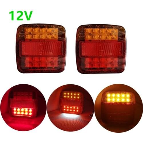1Pair 12V 26LED Trailer Tail Lights Left Right Taillight Truck Brake Stop Lights Turn Signal Number Plate Lamps Car Van lights