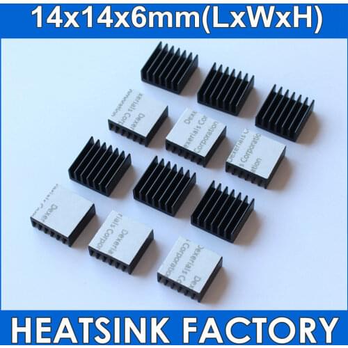 10pcs 14x14x6mm Ram Heatsink Chipset Aluminum Heatsink With Thermal Conductive Tape