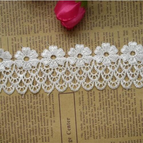 2yards/Lot Polyester Flower Embroidered Fabric Lace Trim Ribbon Handmade DIY Sewing Supplies Craft For Costume Hat Decoration