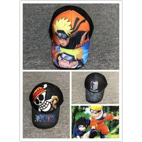 Anime NINJA Uzumaki Uchiha Sasuke Lovely D.Luffy Cosplay Print Sun Hats Adjustable duck tongue Baseball Cap