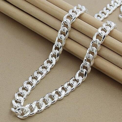 Classic Jewelry 10MM 22'' 55cm Mens Link Chain Necklace 925 Silver Jewelry Hip Hop Chain Necklace For Male