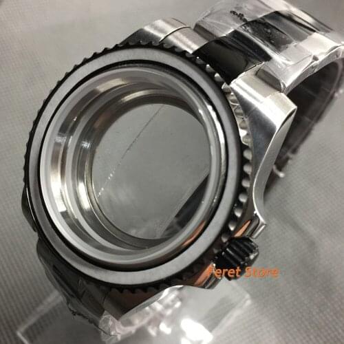 Bliger 40mm sapphire glass silver black bli watch case fit NH35 NH36 ETA 2836,Miyota 8205 8215 821A,Mingzhu DG2813 3804 movement