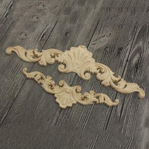 Door Cabinet Home Wood Carving Applique Flower Miniature Decal Furniture Decor