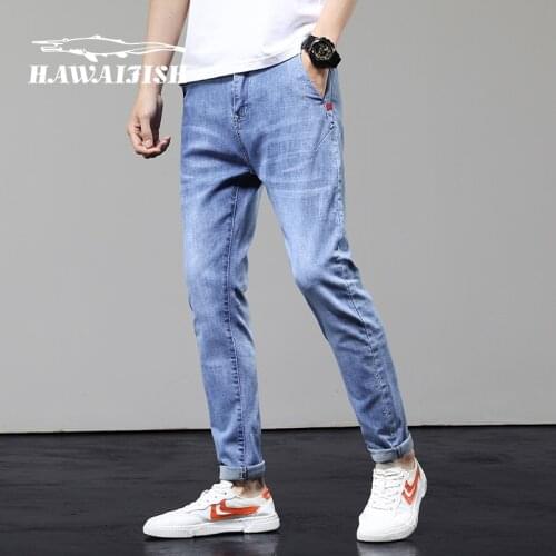 Mens Pants Spring Summer Mens Jeans Cotton Denim Hip Hop Slack Bottom Joggers Streetwear Male Jeans