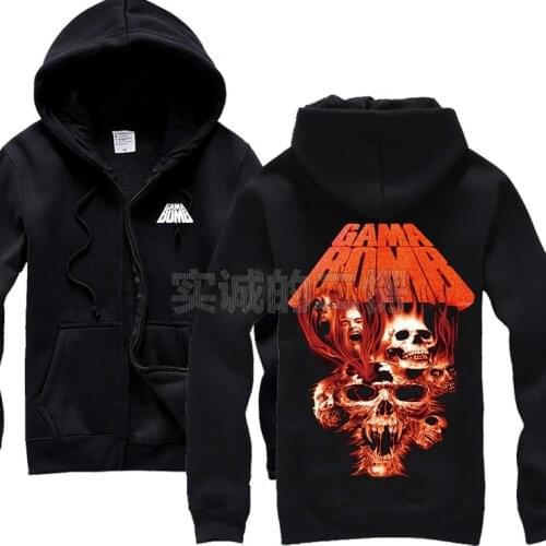 5 designs Harajuku sudadera Gama Bomb brand clothing Cotton Rock Zipper Hoodies punk metal Outerwear fleece Skull Sweatshirt