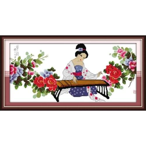 Joy Sunday Rhyme of lyre Cross Stitch Needle DMC Crafts 11&14CT Cartoon Pattern DIY Cross Stitch Needlework Set Gift Home Decor