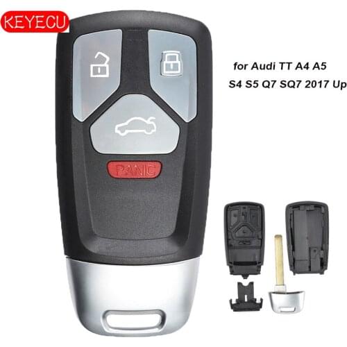 Keyecu Smart 4 Button Remote Key Shell Case Fob for Audi TT A4 A5 S4 S5 Q7 SQ7 2017 Up