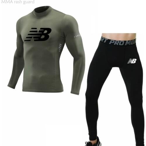 Compression Clothing Jogger Skin Men 2 Piece Tracksuit Men Sportswear tights Fitness leggings rash guard Male Running set