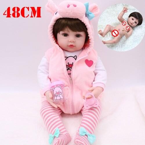 NPK DOLL Bebe reborn full silicone reborn baby girl dolls toys for children gift 48cm newborn dolls can bathe