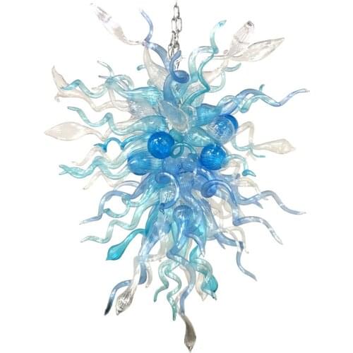Nodic Style LIght-Blue Chandelier LED Hand Blown Glass Chandelier Light Fixtures 60inch Large Light for Home Hotel