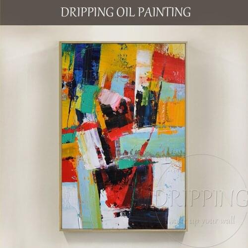 Fashion Wall Art Hand-painted Rich Colors Abstract Oil Painting on Canvas Big Brush Knife Abstract Oil Painting for Living Room