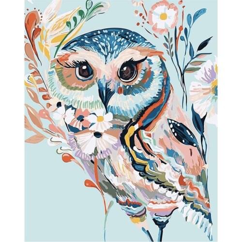 Painting By Numbers DIY Dropshipping 50x65 60x75cm Colorful Owl Animal Canvas Wedding Decoration Art picture Gift